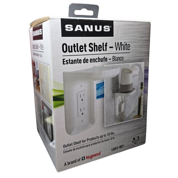 Sanus Outlet Shelf L0S1-W1 White 1-Gang Wall Mount for Echo Dot & Smart Devices - Picture 4 of 7